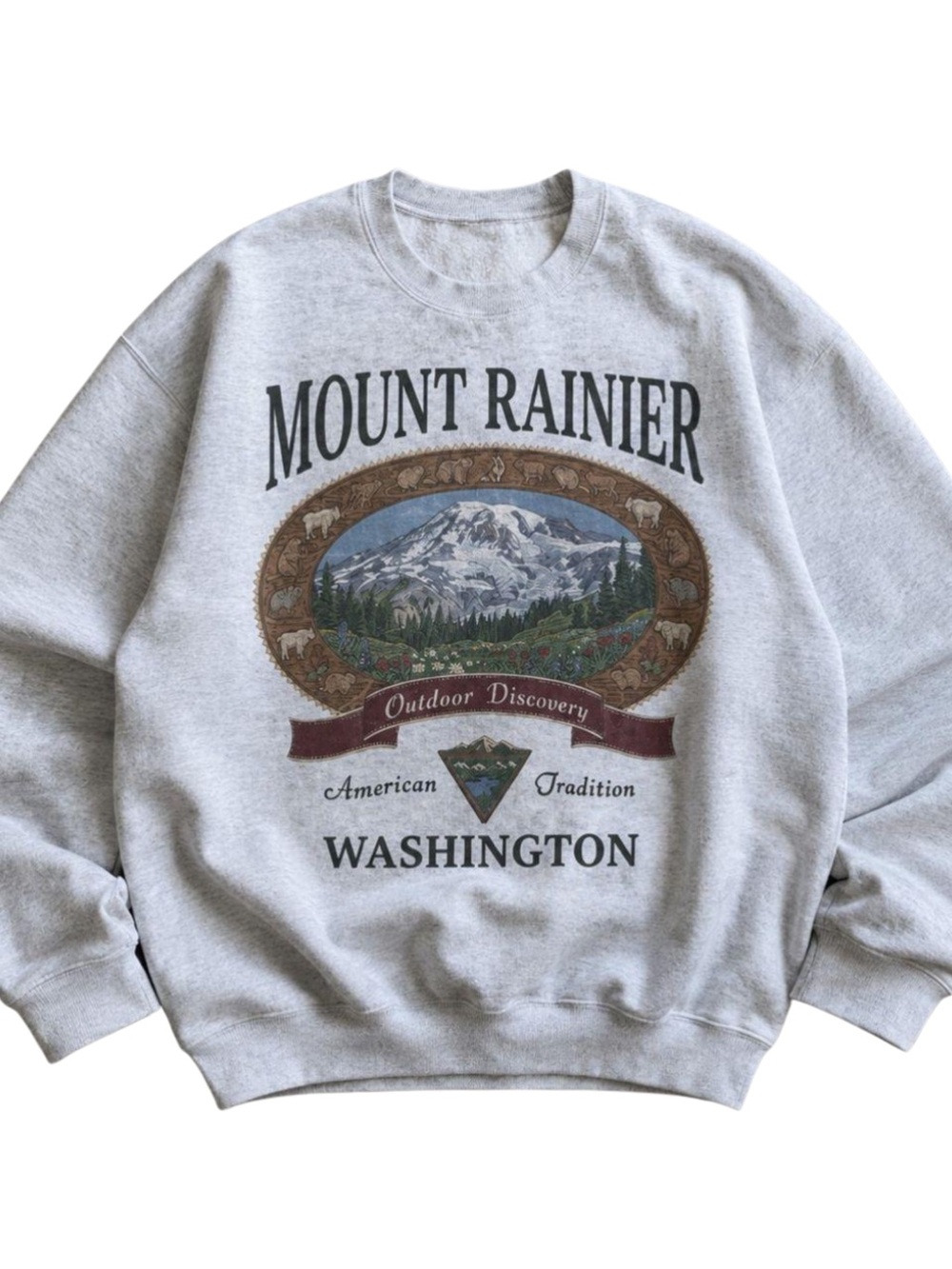 Gildan Light Gray Mount Rainier Washington Graphic Sweatshirt, Gift For Her, Him